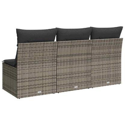 Divano da Giardino con Cuscini 3 Posti Grigio in Polyrattan | homemem39
