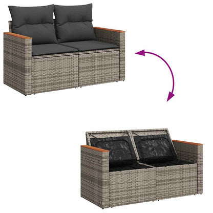 Divano da Giardino con Cuscini 2 Posti Grigio in Polyrattan | homemem39