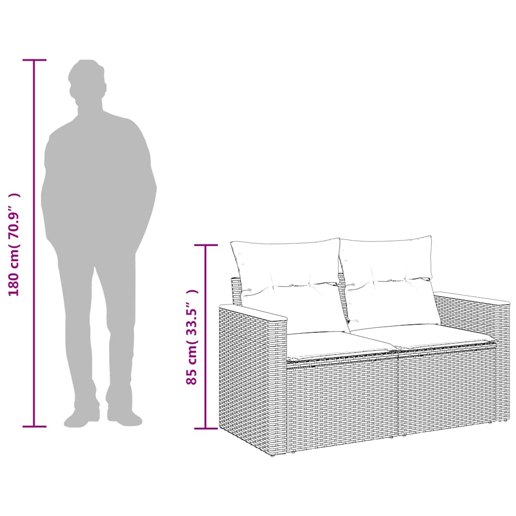 Divano da Giardino con Cuscini 2 Posti Grigio in Polyrattan | homemem39