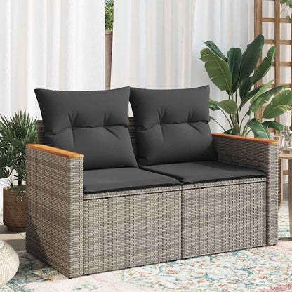 Divano da Giardino con Cuscini 2 Posti Grigio in Polyrattan | homemem39