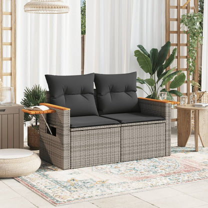 Divano da Giardino con Cuscini 2 Posti Grigio in Polyrattan | homemem39