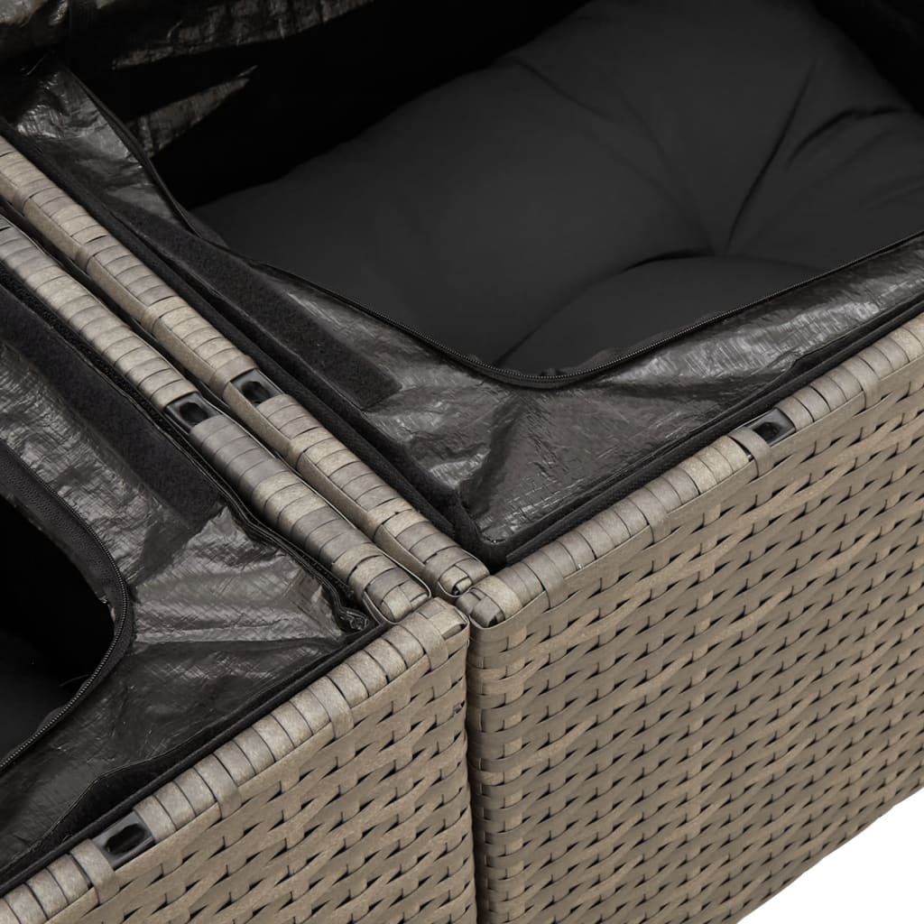 Divano da Giardino con Cuscini 2 Posti Grigio in Polyrattan | homemem39