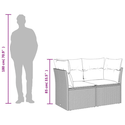 Divano da Giardino con Cuscini 2 Posti Grigio in Polyrattan