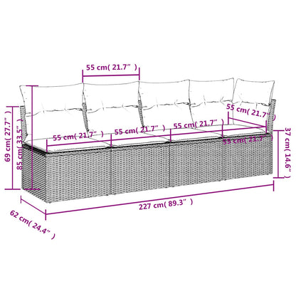 Divano da giardino Grigio 227 x 62 x 69 cm polyrattan | homemem39