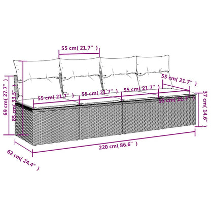 | Divano da giardino | Grigio 220 x 62 x 69cm polyrattan
