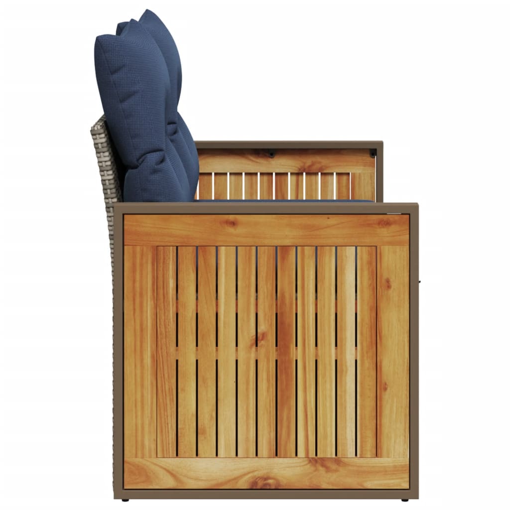 Divano da giardino con cuscini a 2 posti grigio in polyrattan | homemem39