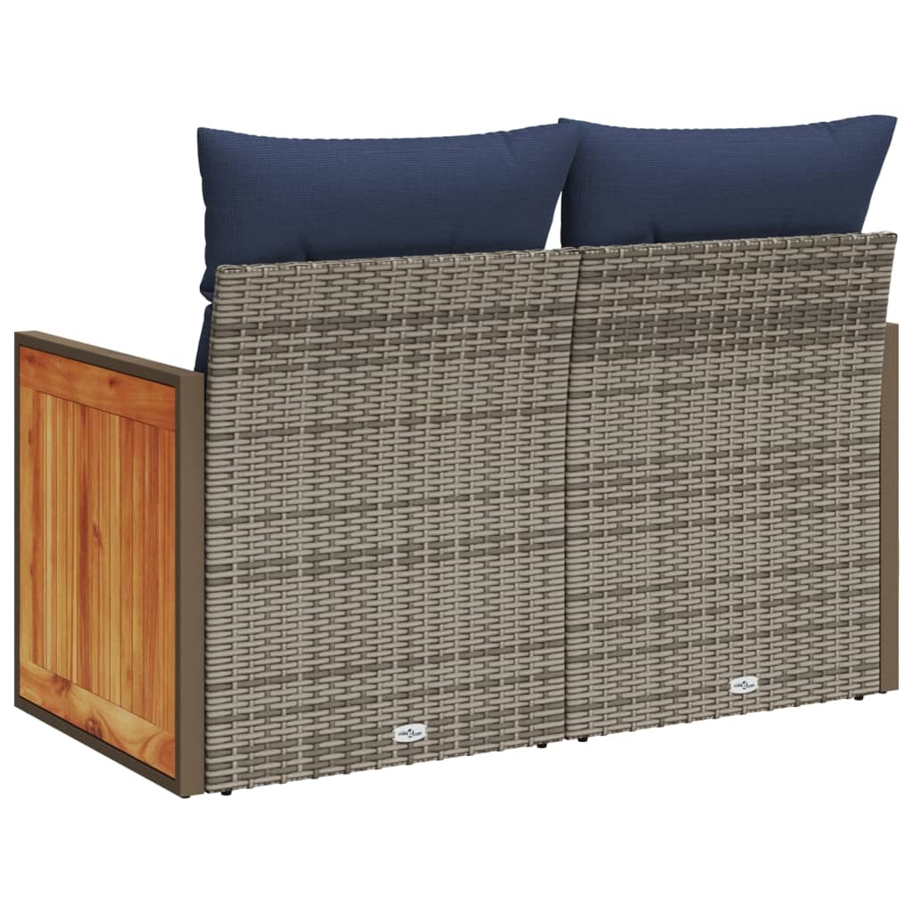 Divano da giardino con cuscini a 2 posti grigio in polyrattan | homemem39