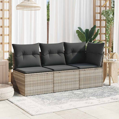 Divano Senza Braccioli con Cuscini Grigio Chiaro in Polyrattan | homemem39
