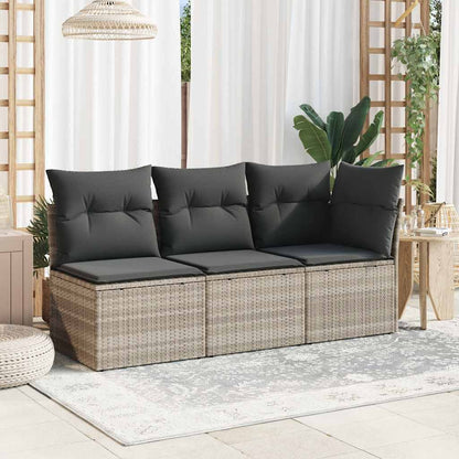 Divano Angolare Giardino con Cuscini Grigio Chiaro Polyrattan | homemem39