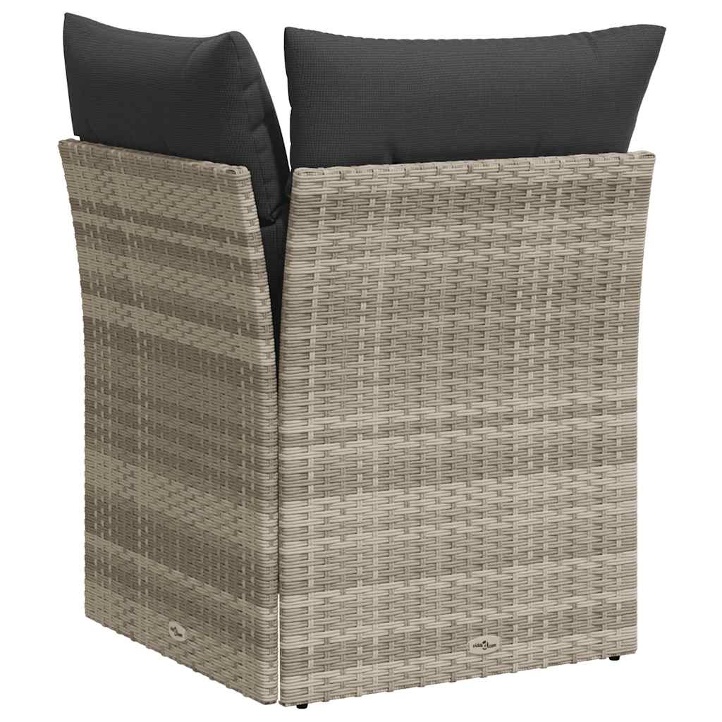 Divano Angolare Giardino con Cuscini Grigio Chiaro Polyrattan | homemem39