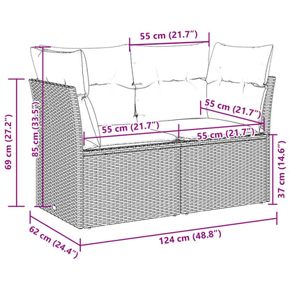 Divano da Giardino con Cuscini 2 Posti Grigio Chiaro Polyrattan | homemem39