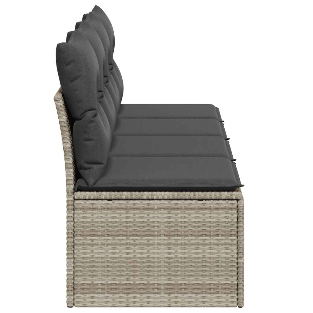 Divano da Giardino con Cuscini 4 Posti Grigio Chiaro Polyrattan | homemem39