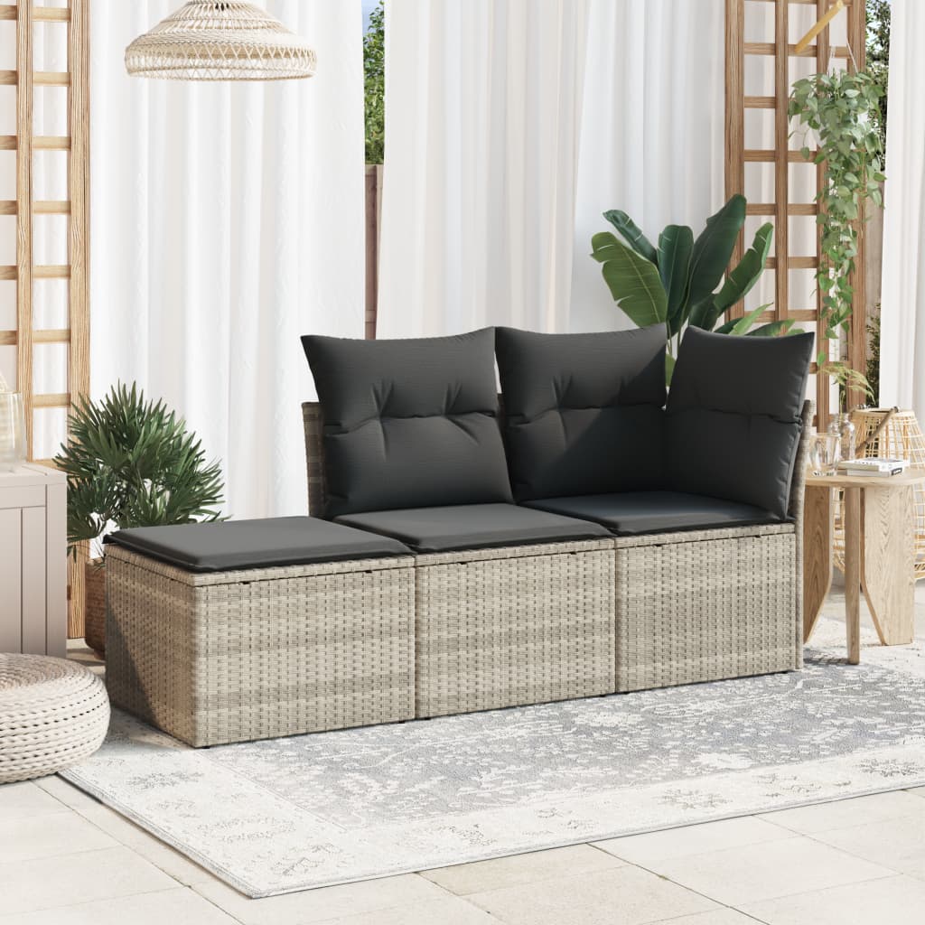 Sgabello Giardino e Cuscino Grigio Chiaro 55x55x37cm Polyrattan | homemem39
