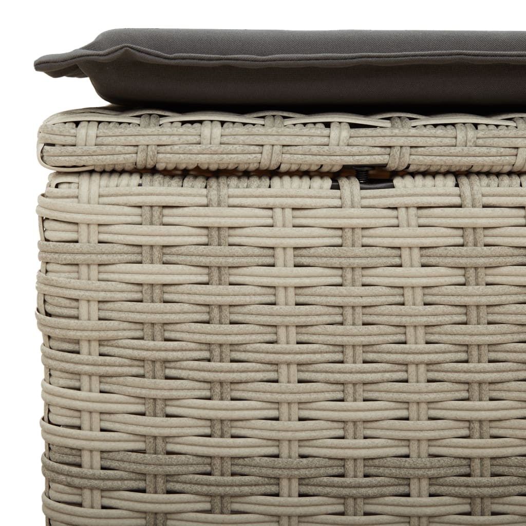 Sgabello Giardino e Cuscino Grigio Chiaro 55x55x37cm Polyrattan | homemem39