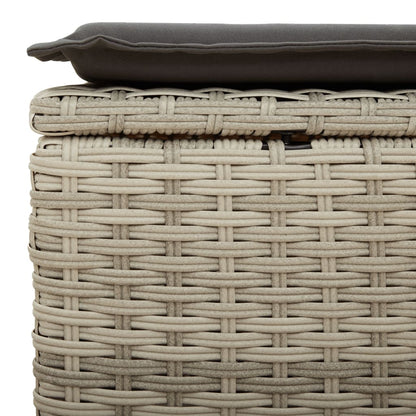 Sgabello Giardino e Cuscino Grigio Chiaro 55x55x37cm Polyrattan | homemem39
