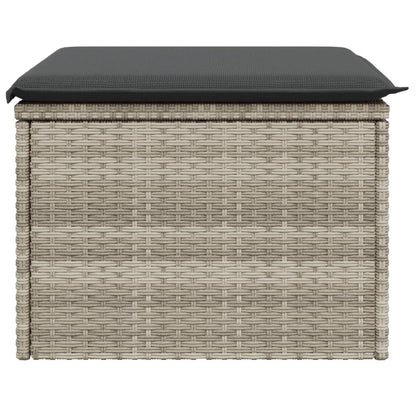 Sgabello Giardino e Cuscino Grigio Chiaro 55x55x37cm Polyrattan - homemem39