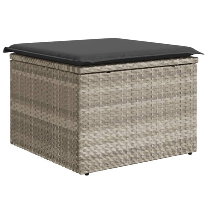 Sgabello Giardino e Cuscino Grigio Chiaro 55x55x37cm Polyrattan | homemem39