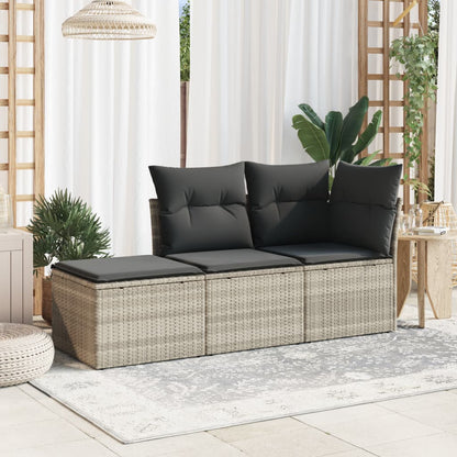 Sgabello Giardino e Cuscino Grigio Chiaro 55x55x37cm Polyrattan | homemem39