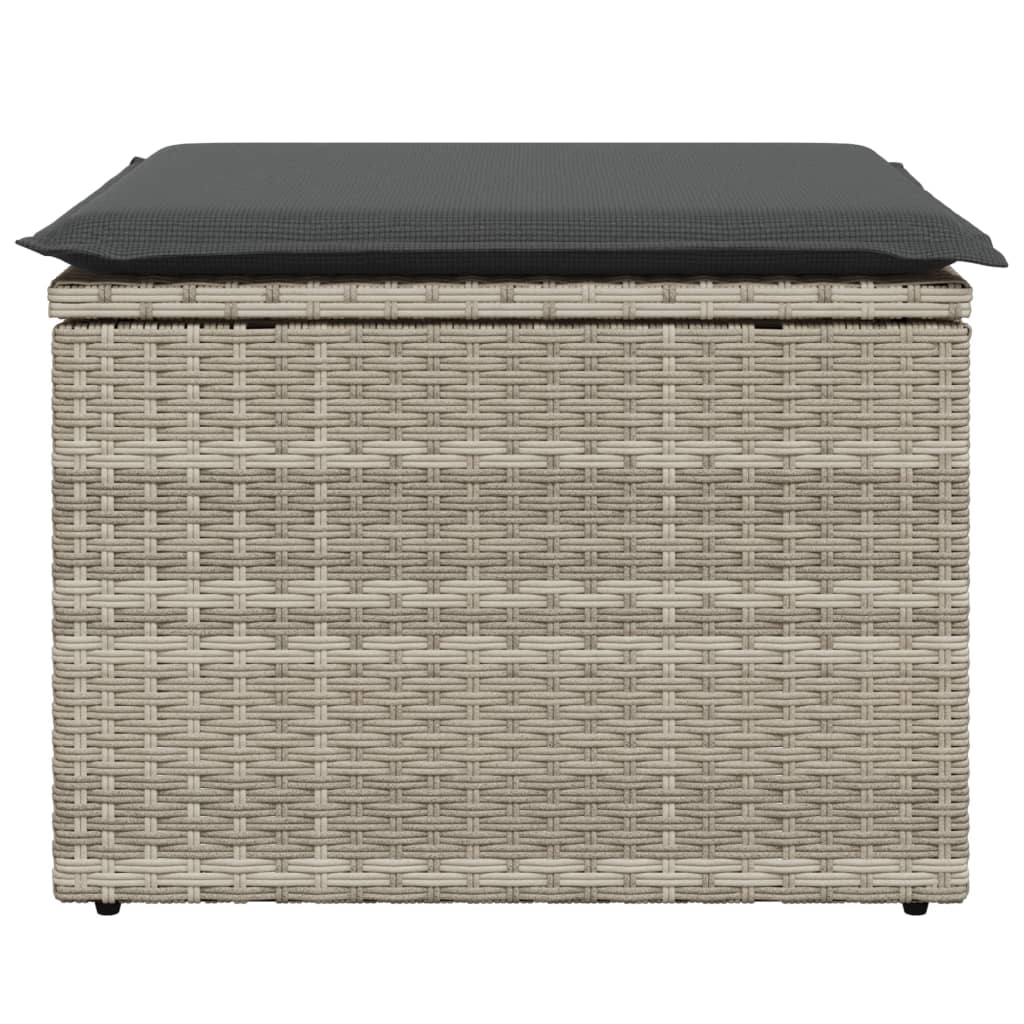 Sgabello Giardino e Cuscino Grigio Chiaro 55x55x37cm Polyrattan | homemem39