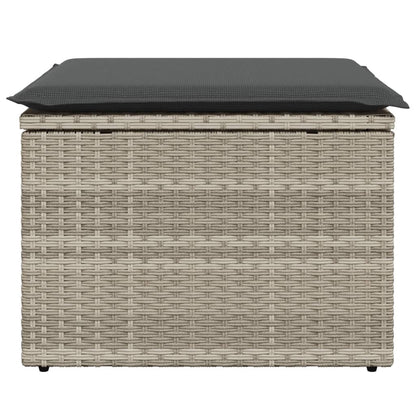 Sgabello Giardino e Cuscino Grigio Chiaro 55x55x37cm Polyrattan | homemem39