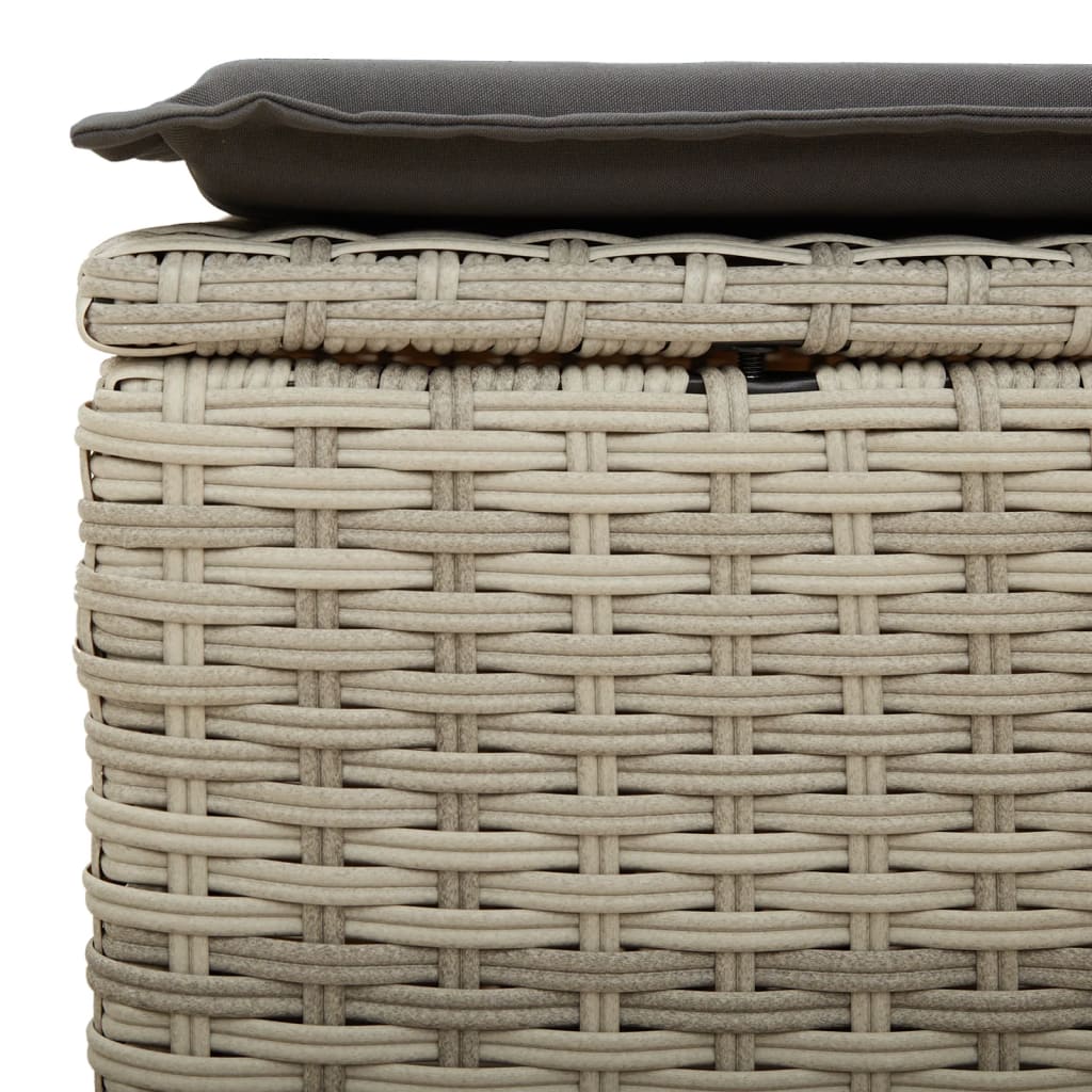 Sgabello Giardino e Cuscino Grigio Chiaro 55x55x37cm Polyrattan | homemem39