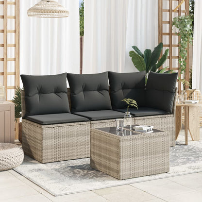 Tavolo Giardino Piano Vetro Grigio Chiaro 55x55x37cm Polyrattan | homemem39
