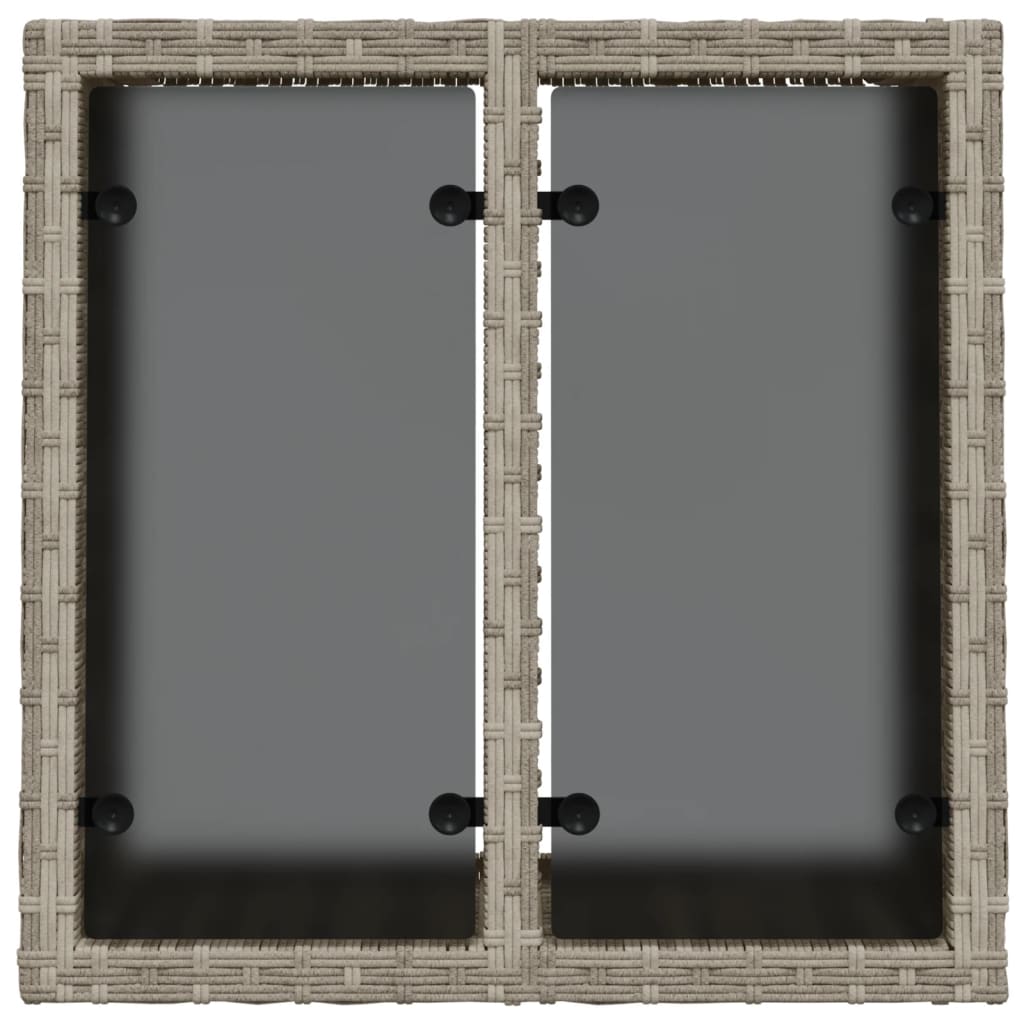 Tavolo Giardino Piano Vetro Grigio Chiaro 55x55x37cm Polyrattan | homemem39