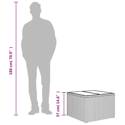 Tavolo Giardino Piano Vetro Grigio Chiaro 55x55x37cm Polyrattan - homemem39