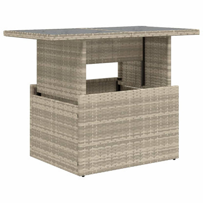 Tavolo Giardino Piano Vetro Grigio Chiaro 100x55x73 Polyrattan | homemem39