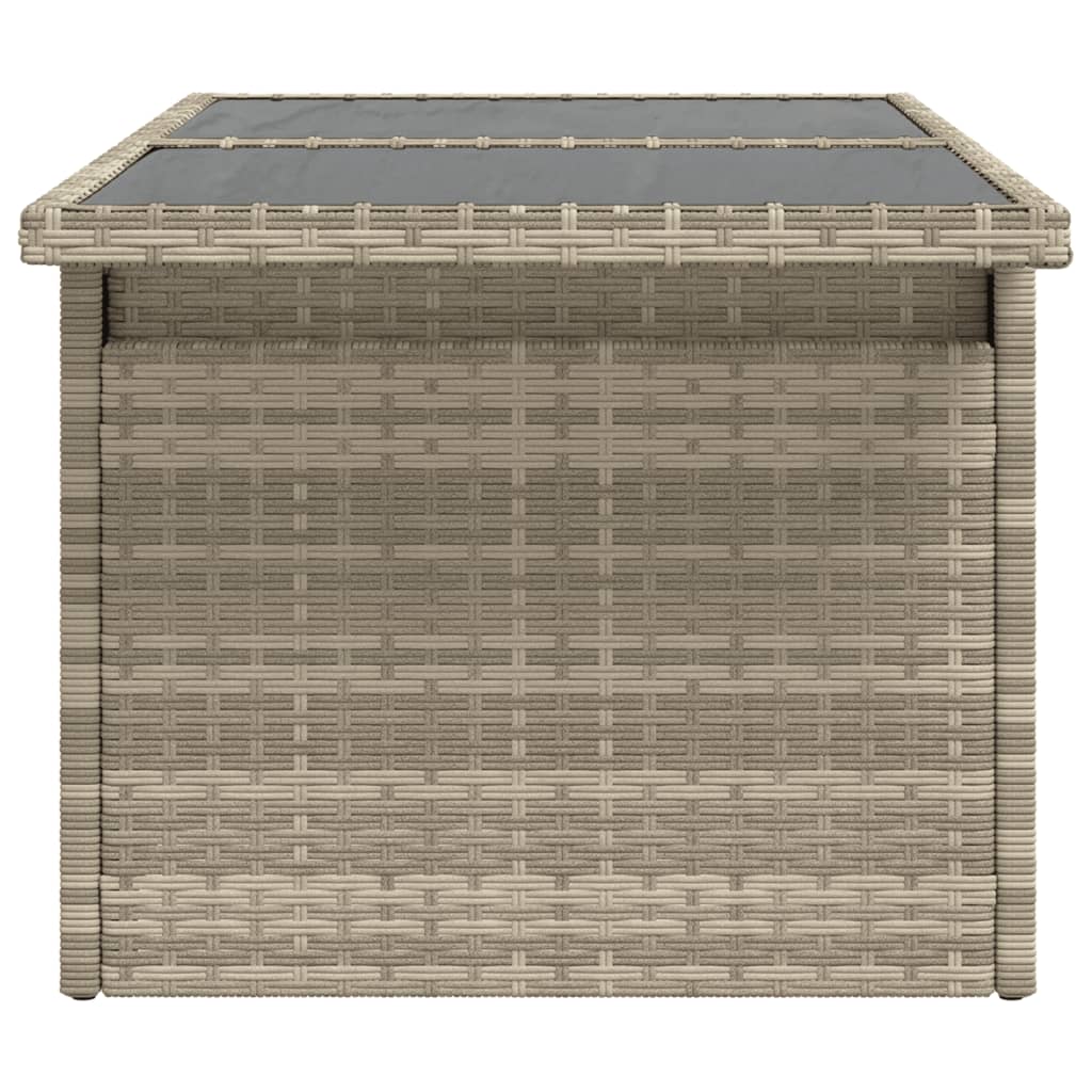 Tavolo Giardino Piano Vetro Grigio Chiaro 100x55x73 Polyrattan | homemem39