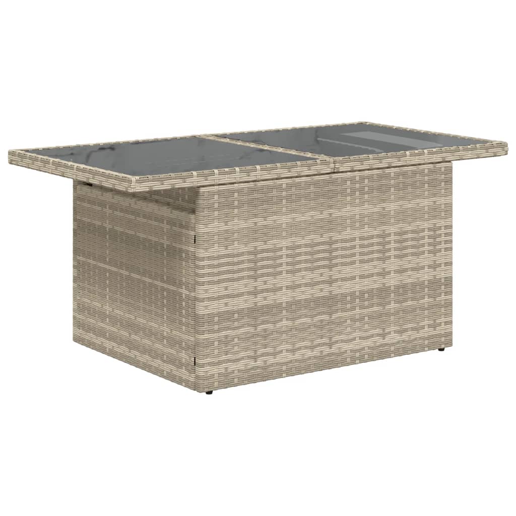 Tavolo Giardino Piano Vetro Grigio Chiaro 100x55x73 Polyrattan | homemem39