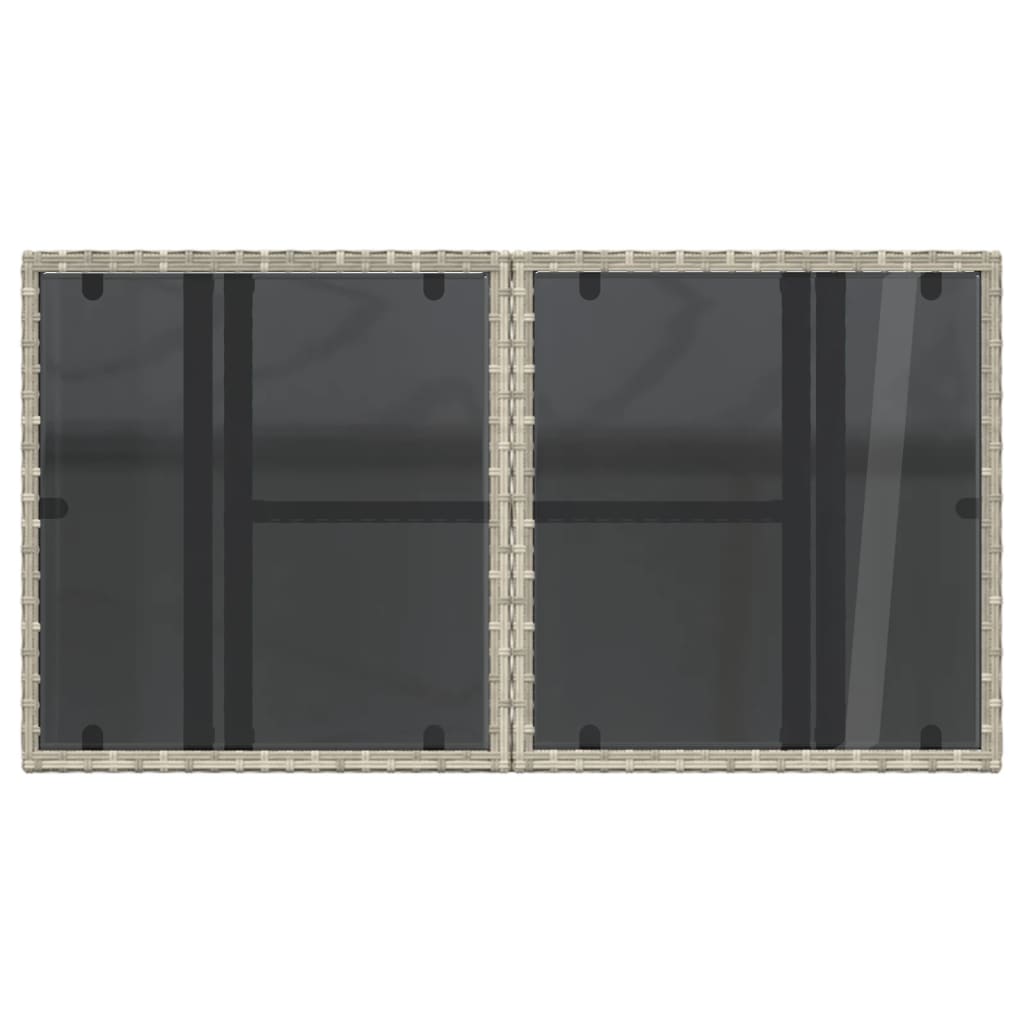 Tavolo Giardino Piano Vetro Grigio Chiaro 100x55x73 Polyrattan | homemem39