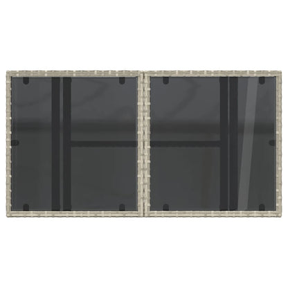 Tavolo Giardino Piano Vetro Grigio Chiaro 100x55x73 Polyrattan | homemem39