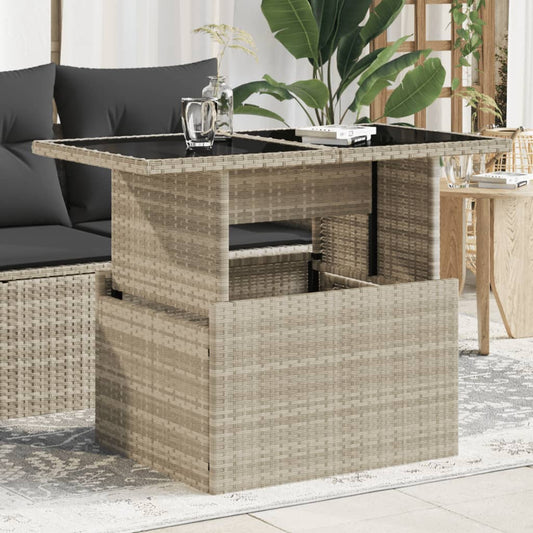 Tavolo Giardino Piano Vetro Grigio Chiaro 100x55x73 Polyrattan | homemem39