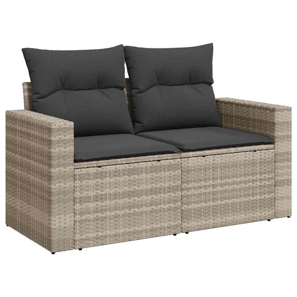 Divano da Giardino con Cuscini 2 Posti Grigio Chiaro Polyrattan | homemem39