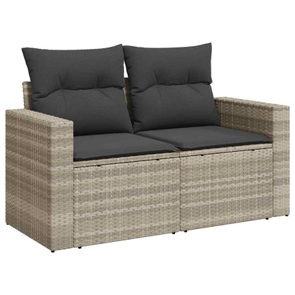 Divano da Giardino con Cuscini 2 Posti Grigio Chiaro Polyrattan | homemem39