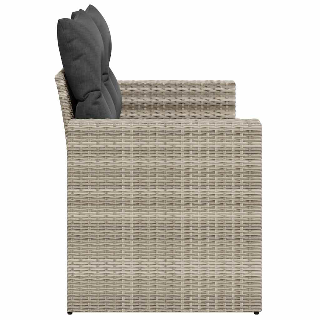 Divano da Giardino con Cuscini 2 Posti Grigio Chiaro Polyrattan | homemem39