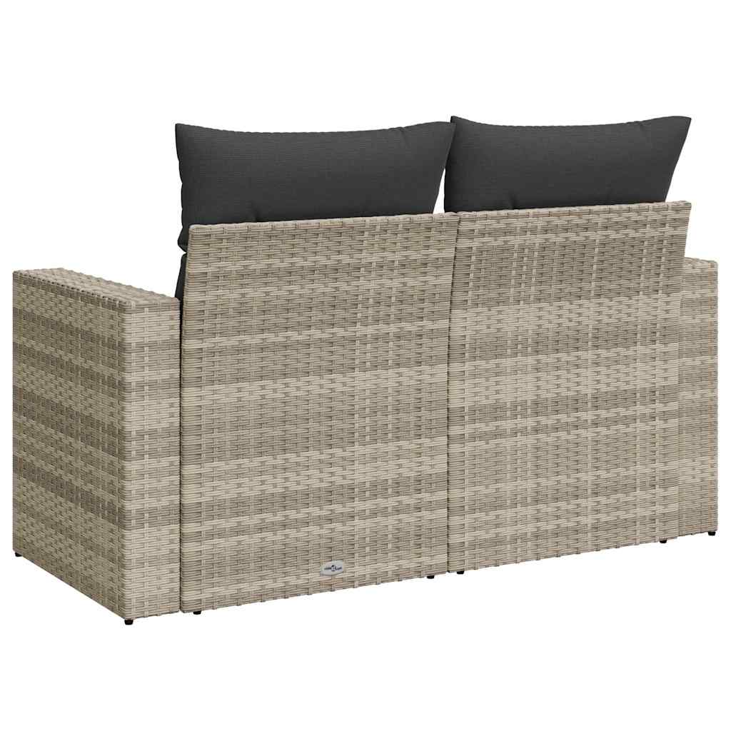 Divano da Giardino con Cuscini 2 Posti Grigio Chiaro Polyrattan | homemem39