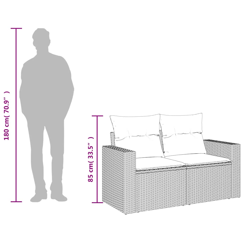 Divano da Giardino con Cuscini 2 Posti Grigio Chiaro Polyrattan | homemem39