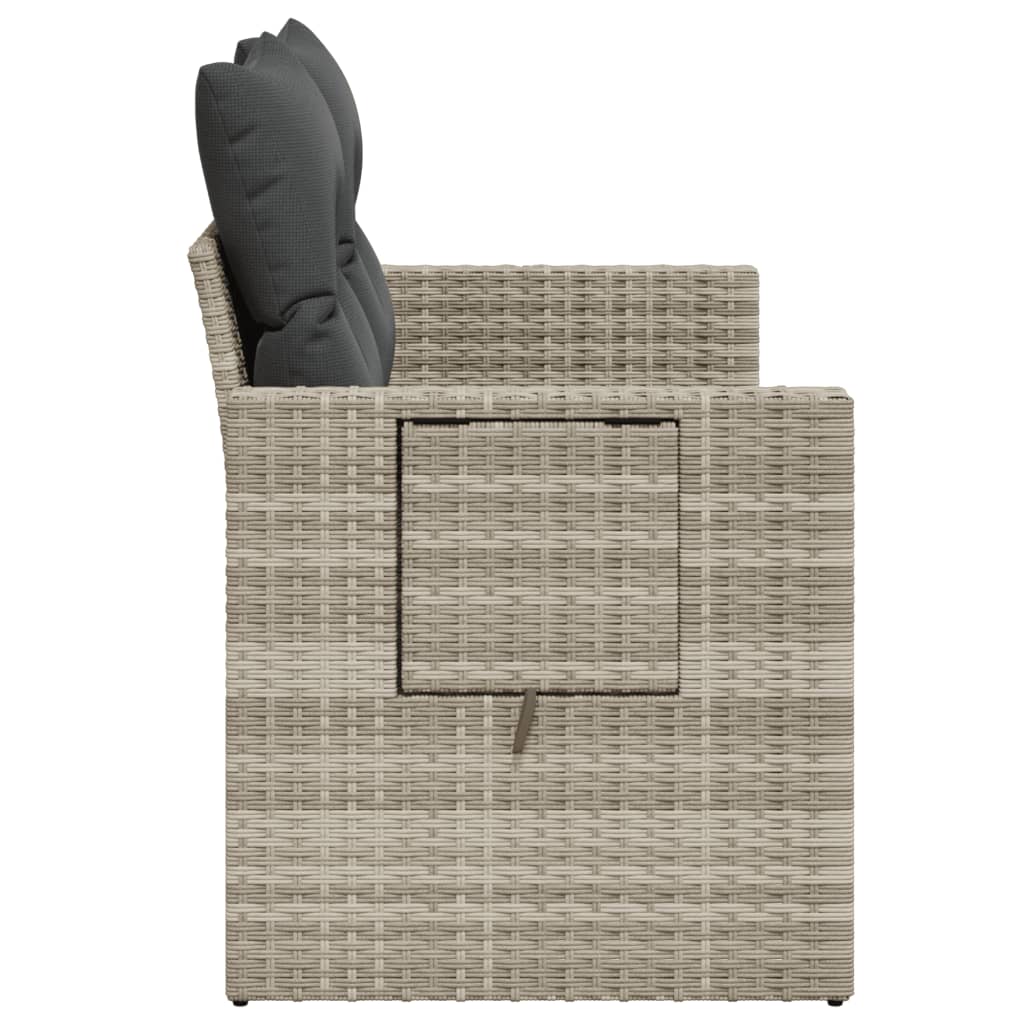 Divano da Giardino con Cuscini 2 Posti Grigio Chiaro Polyrattan | homemem39
