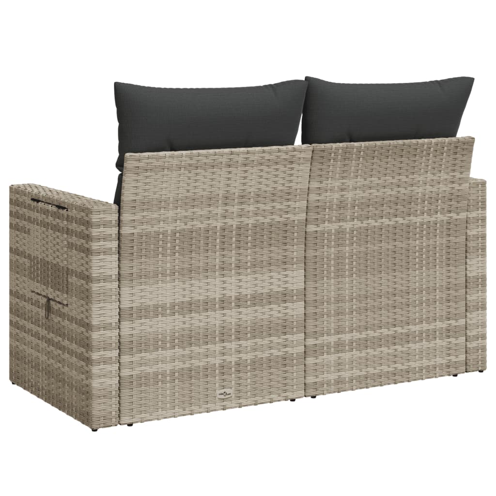 Divano da Giardino con Cuscini 2 Posti Grigio Chiaro Polyrattan | homemem39