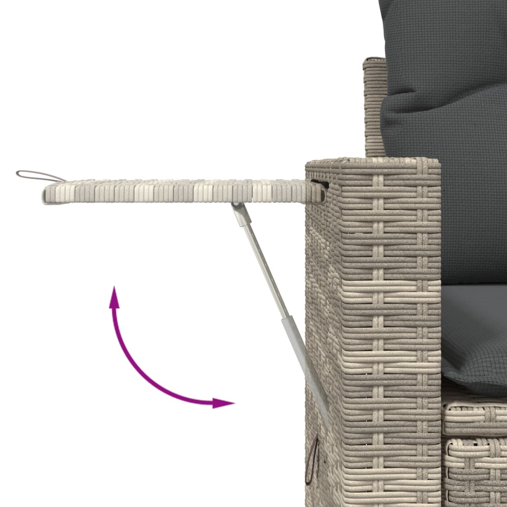 Divano da Giardino con Cuscini 2 Posti Grigio Chiaro Polyrattan | homemem39