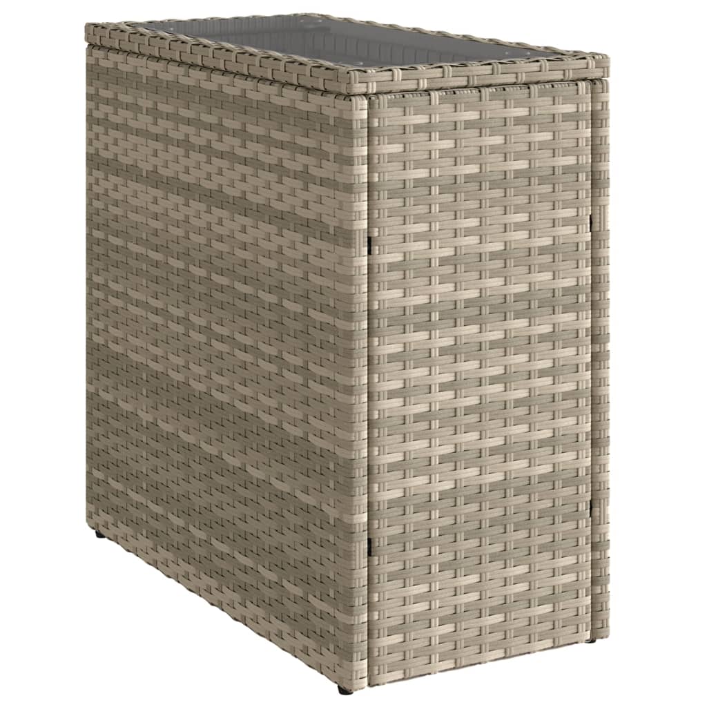 Tavolo Giardino Piano Vetro Grigio Chiaro 58x27,5x55 Polyrattan | homemem39