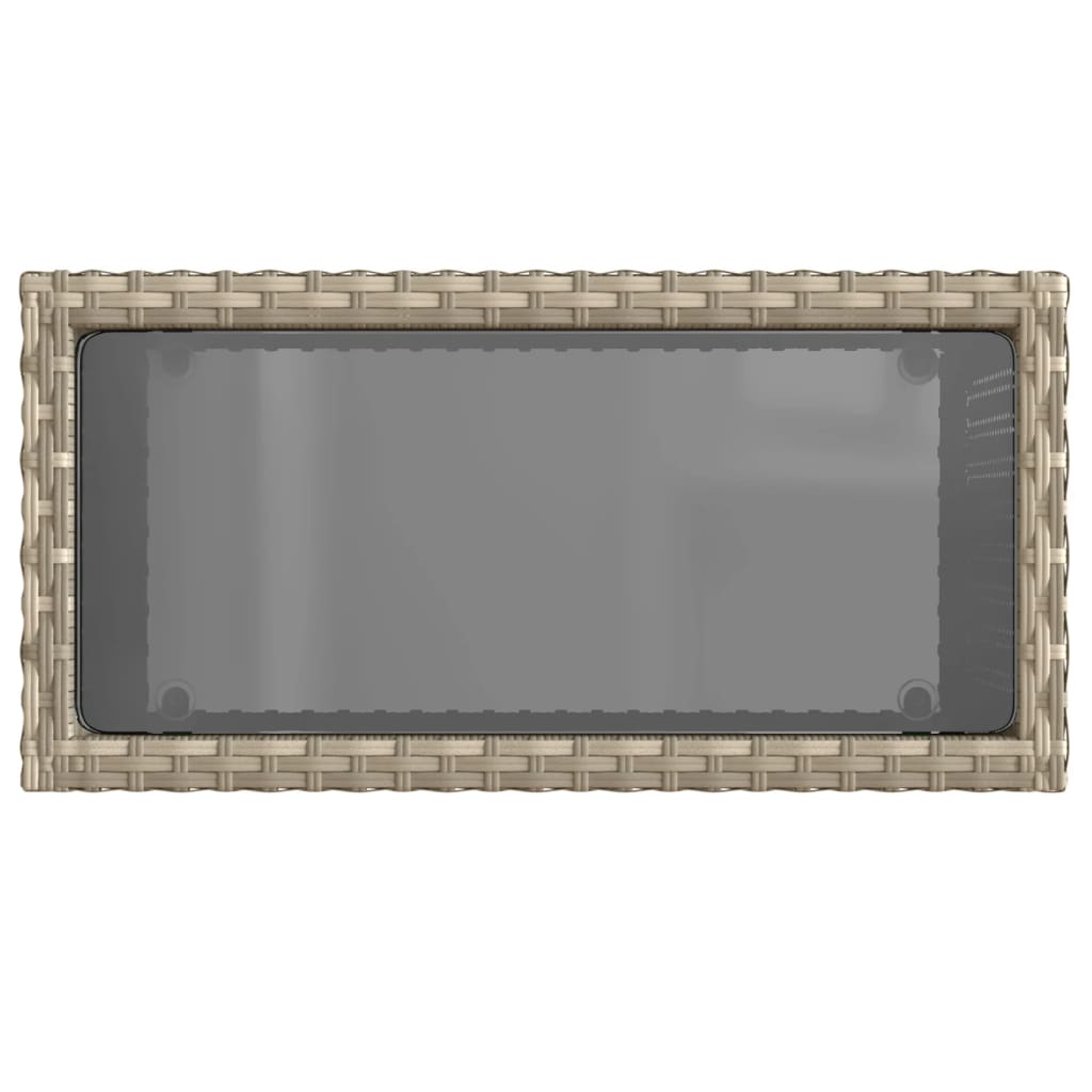 Tavolo Giardino Piano Vetro Grigio Chiaro 58x27,5x55 Polyrattan | homemem39