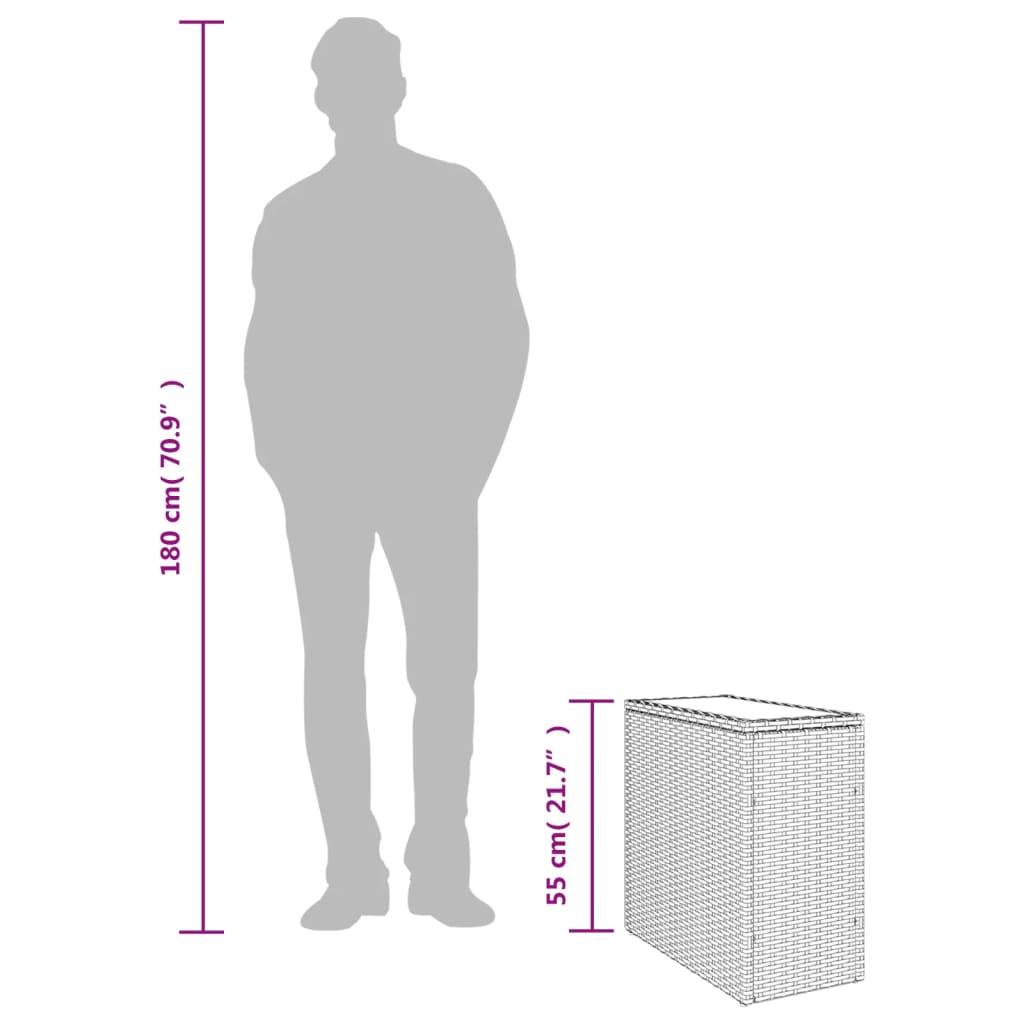 Tavolo Giardino Piano Vetro Grigio Chiaro 58x27,5x55 Polyrattan - homemem39