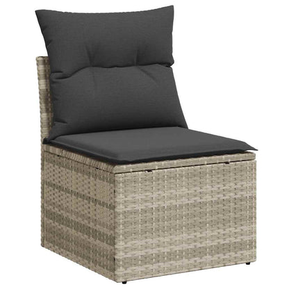 Sedia Senza Braccioli con Cuscini Grigio Chiaro in Polyrattan | homemem39