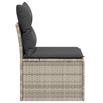 Sedia Senza Braccioli con Cuscini Grigio Chiaro in Polyrattan | homemem39