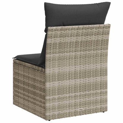 Sedia Senza Braccioli con Cuscini Grigio Chiaro in Polyrattan | homemem39