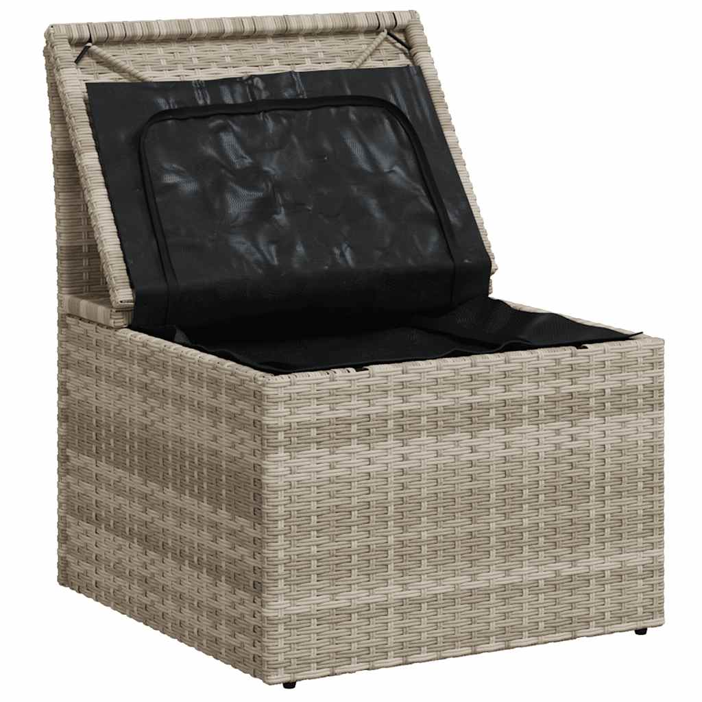 Sedia Senza Braccioli con Cuscini Grigio Chiaro in Polyrattan | homemem39