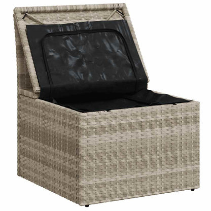 Sedia Senza Braccioli con Cuscini Grigio Chiaro in Polyrattan | homemem39
